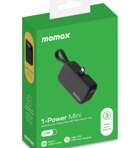 MOMAX - 1-Power Mini 5000mAh USB-C摺疊充電插頭 及USB-C線移動電源